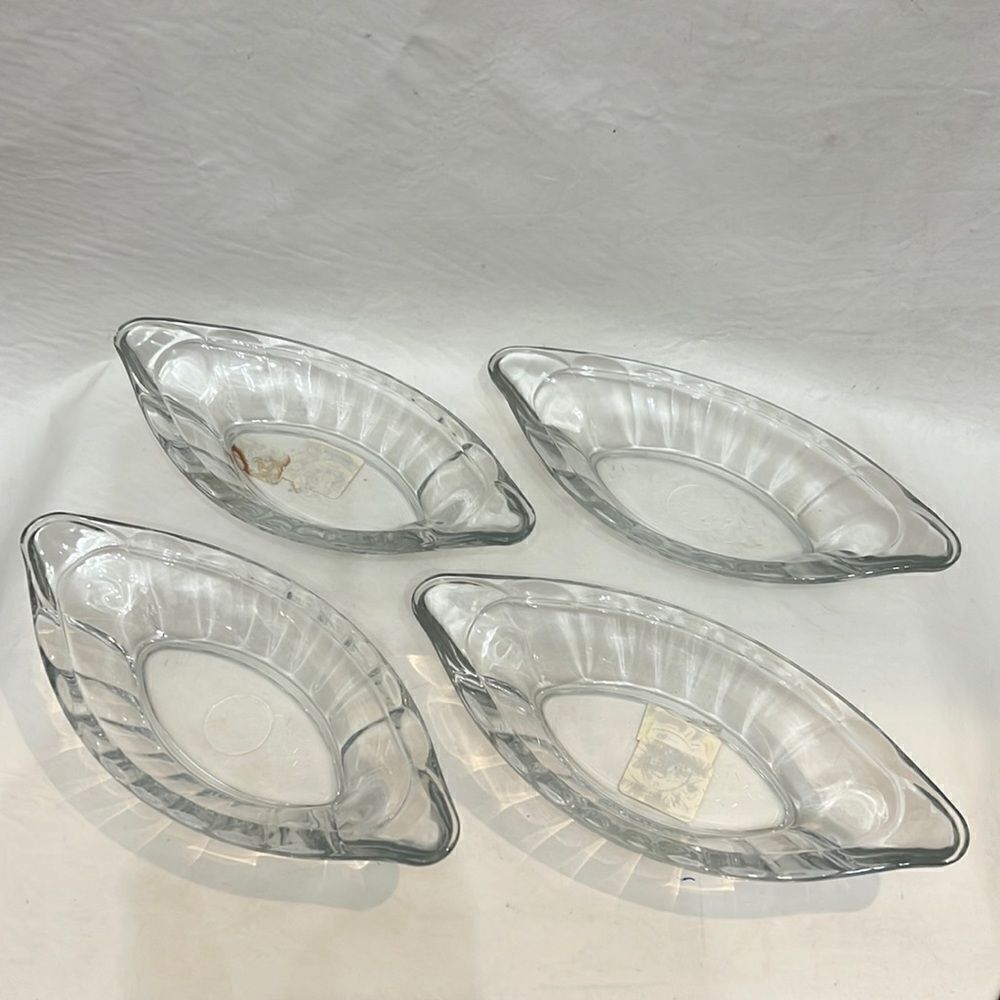 Macy’s Banana Split Boats Made USA Set Of 4 Dishwasher Safe 4 1/4 Wide 9 In Long